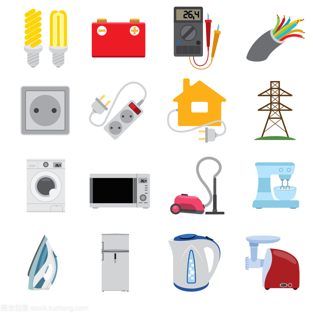 在我們的生活、 圖標和字符的電能。國內電器,為圖表設置